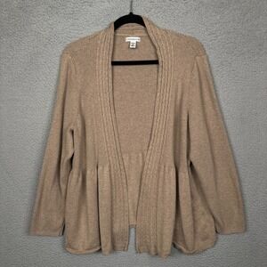 Croft & Barrow Cardigan Womens 2X Beige Open Front Minimalist Earthy‎ Cozy Layer